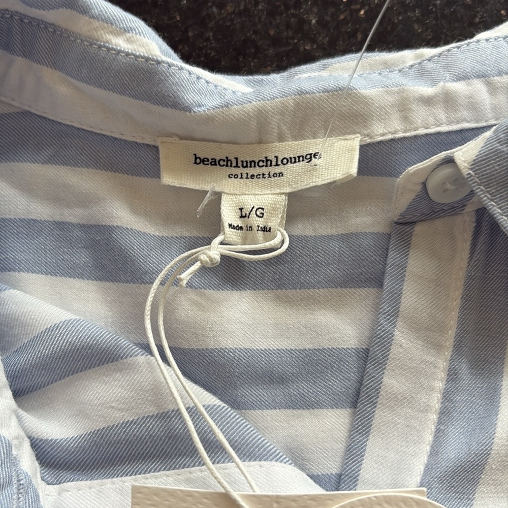 Beachlunchlounge Kenzie Stripe Button-Up Shirt Size large - Picture 8 of 8